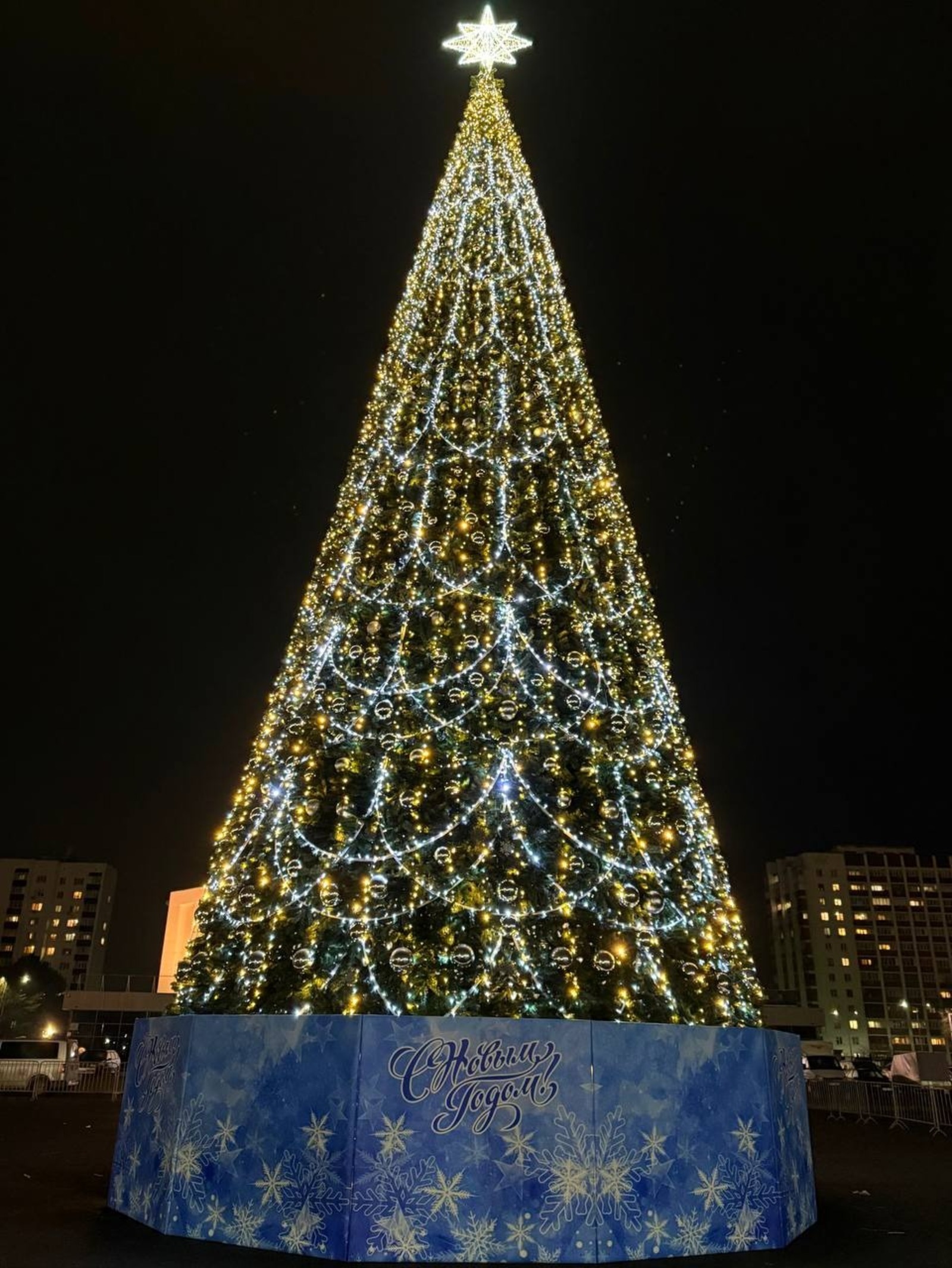 В районе Уфы установили 22-метровую новогоднюю ель